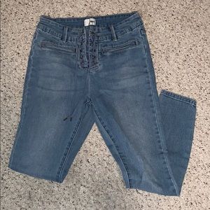 Light wash Amuse society lace up jeans